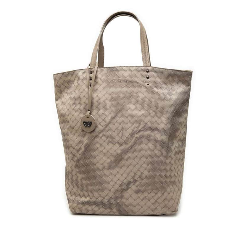 Bottega Veneta Nylon Intrecciolusion Tote Brown Very good condition - Front View