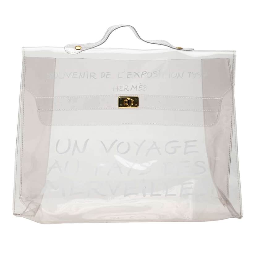 Hermès Vinyl Souvenir De L Exposition Kelly Handbag White Good condition - Front View