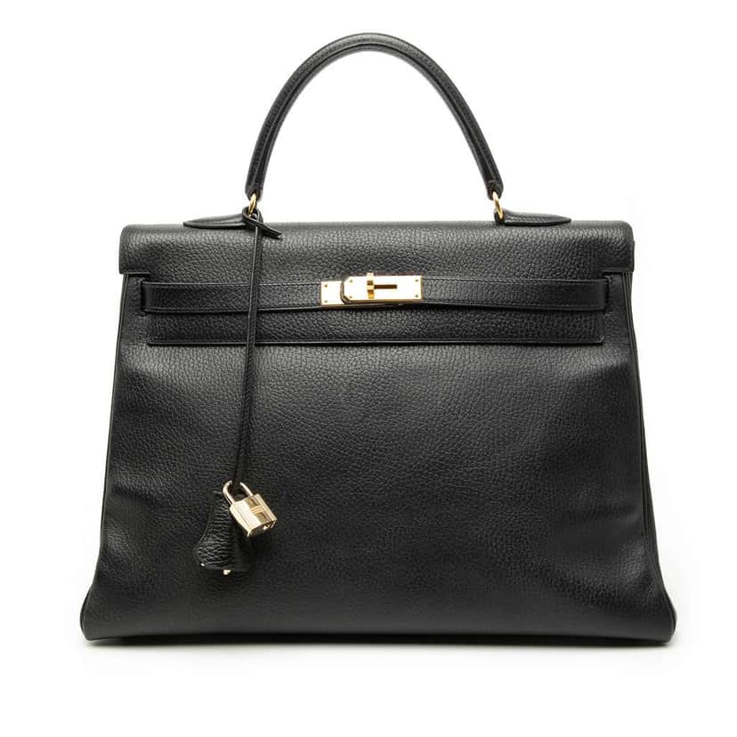 Hermès Ardennes Kelly Retourne 35 Black Leather Good condition - Front View