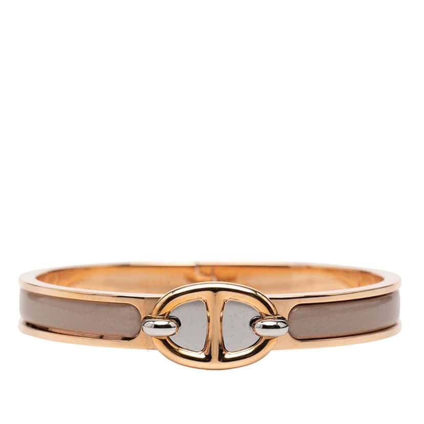 Hermès Mini Enamel Clic Chaine d'Ancre Bracelet PM Brown Good condition - Front View