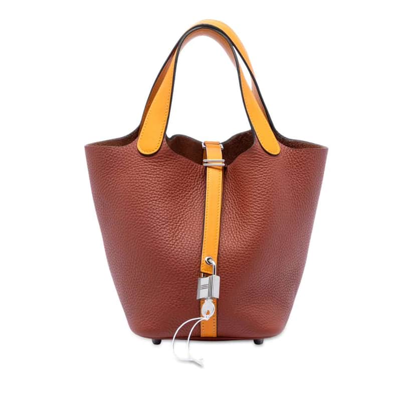 Hermès Bicolor Clemence and Swift Picotin Lock 18 Brown Leather Good condition - Front View