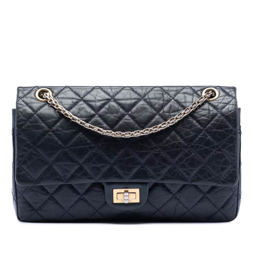 Chanel Quilted Aged Calfskin Reissue 2.55 Double Flap 226 Blue Leather Good condition - Front View