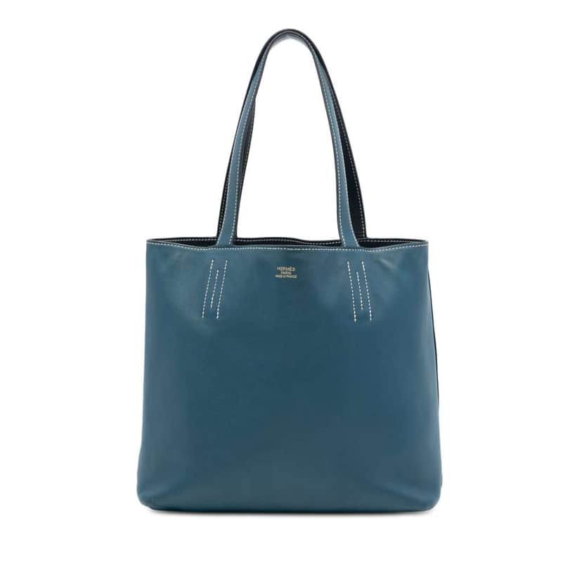 Hermès Clemence Double Sens 28 Blue Leather Good condition - Front View