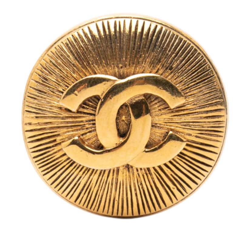 Chanel Gold Plated CC Round Brooch Gold Metal Very good condition - Front View