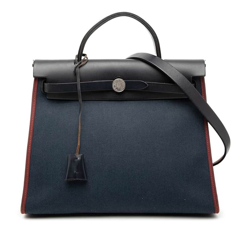 Hermès Toile Herbag Zip 31 Blue Canvas Good condition - Front View