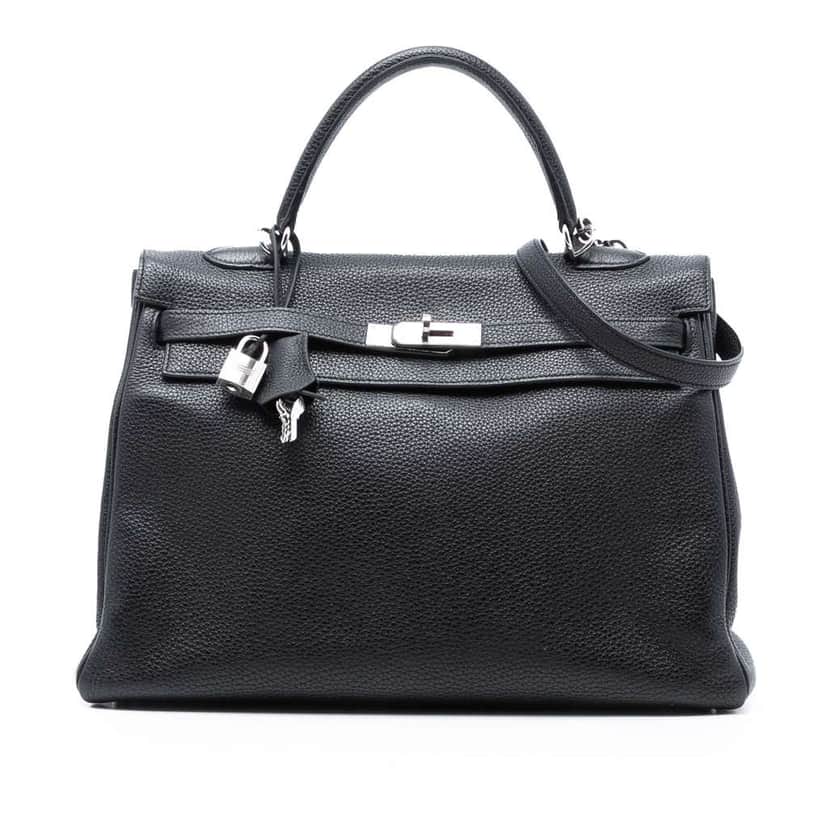 Hermès Togo Kelly II Retourne 35 Black Leather Good condition - Front View