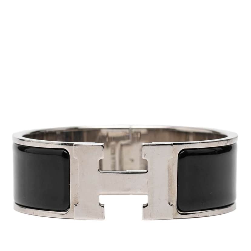 Hermès Wide Enamel Clic Clac H Bracelet PM Black Good condition - Front View