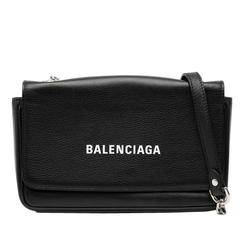 Balenciaga Leather Everyday Wallet on Chain Black Leather Very good condition - Front View
