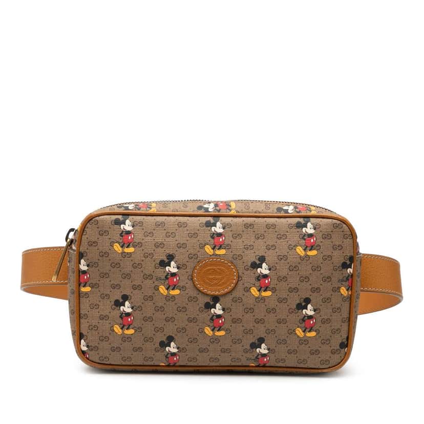 Gucci Disney Micro GG Supreme Mickey Mouse Belt Bag Brown Canvas Good condition - Front View