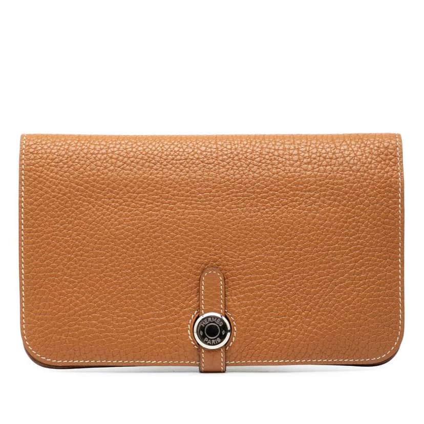 Hermès Togo Dogon Duo Wallet GM Brown Leather Good condition - Front View