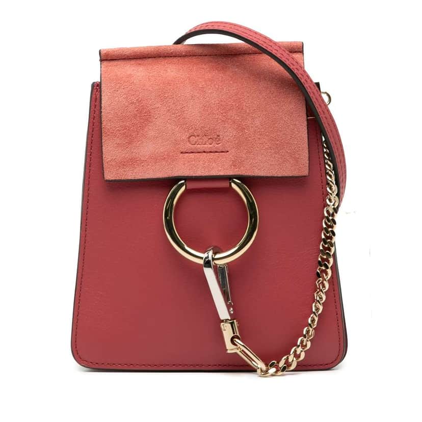 Chloé Mini Calfskin and Suede Faye Bracelet Bag Red Leather Good condition - Front View