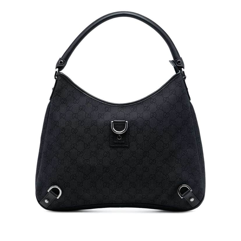 Gucci GG Canvas Abbey D Ring Shoulder Bag Black Canvas Good condition - Front View