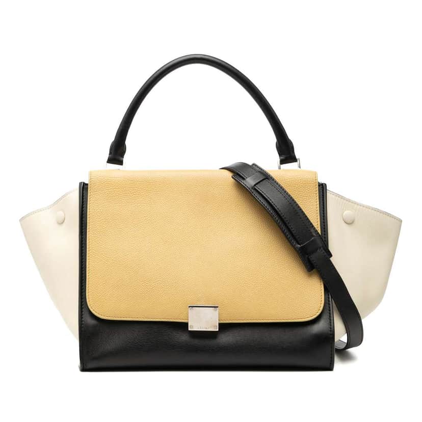 Celine Medium Tricolor Leather Trapeze Satchel Black Leather Good condition - Front View