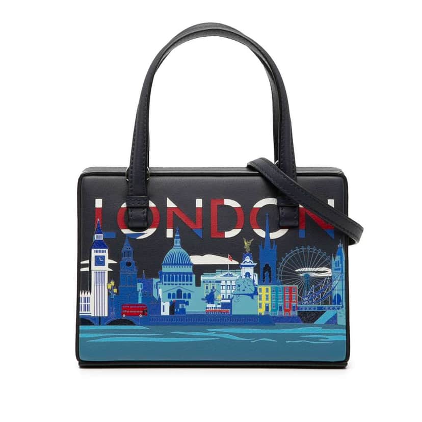 Loewe Small Leather London Postal Top Handle Bag Blue Leather Very good condition - Front View