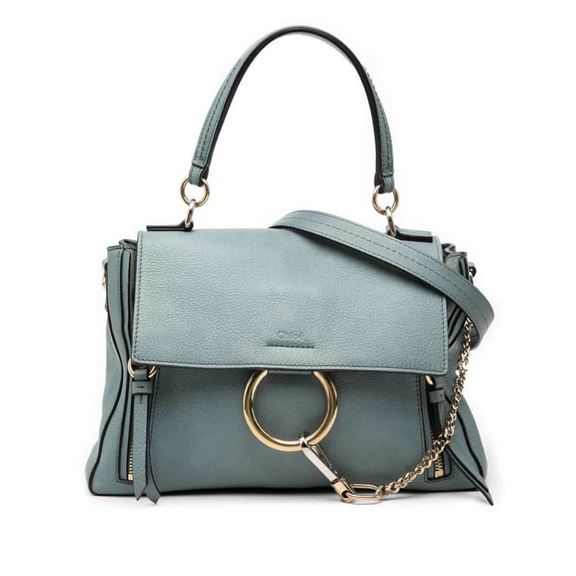 Chloé Small Leather Faye Day Satchel Blue Leather Good condition - Front View