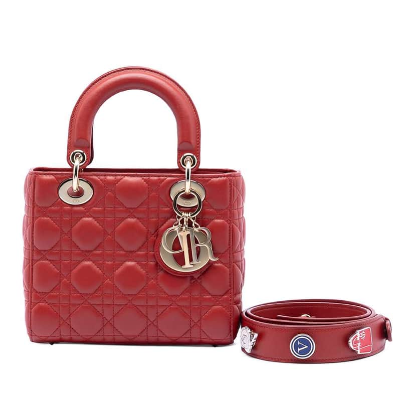 Dior Small Lambskin Cannage My ABCDior Lady Dior Red Leather Very good condition - Front View