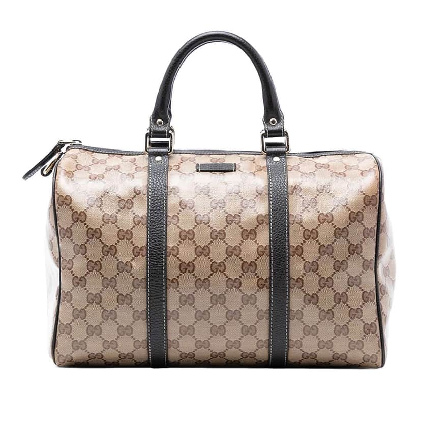 Gucci Medium GG Crystal Joy Boston Bag Brown Canvas Very good condition - Front View