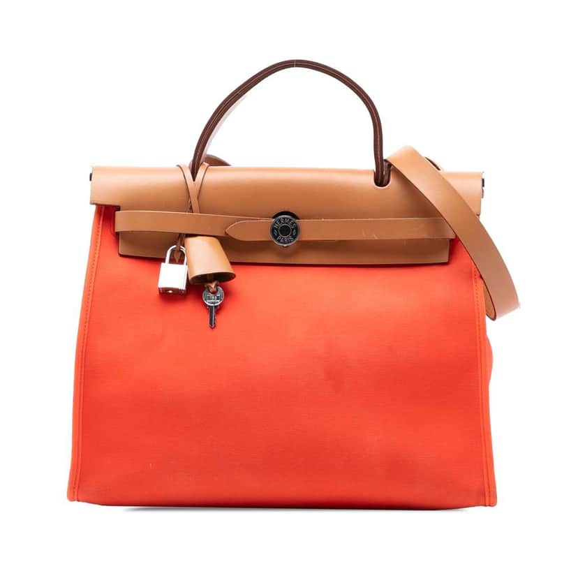 Hermès Toile Herbag Zip 31 Orange Canvas Good condition - Front View