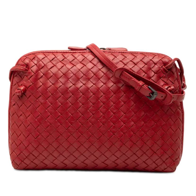 Bottega Veneta Nappa Intrecciato Nodini Crossbody Red Leather Very good condition - Front View
