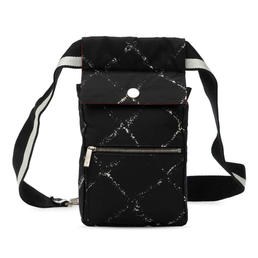 Chanel Old Travel Line Nylon Belt Bag Black Good condition - Front View