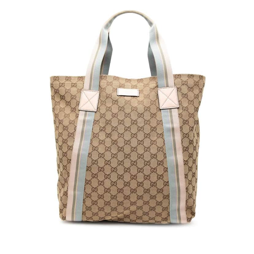 Gucci GG Canvas Web Tote Brown Canvas Very good condition - Front View
