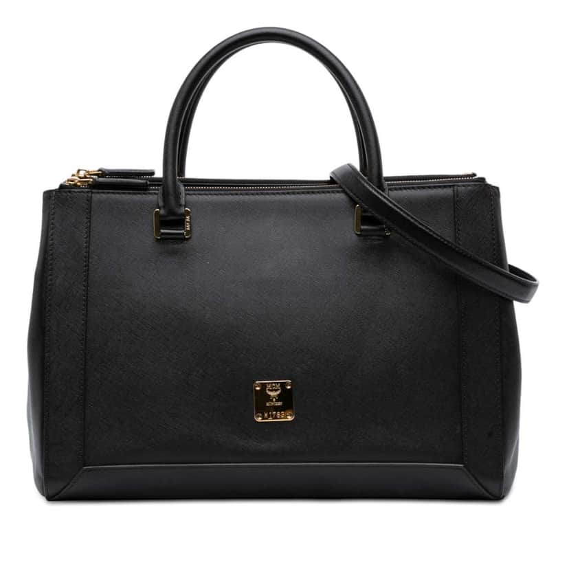 Mcm Leather Nuovo Satchel Black Leather Good condition - Front View