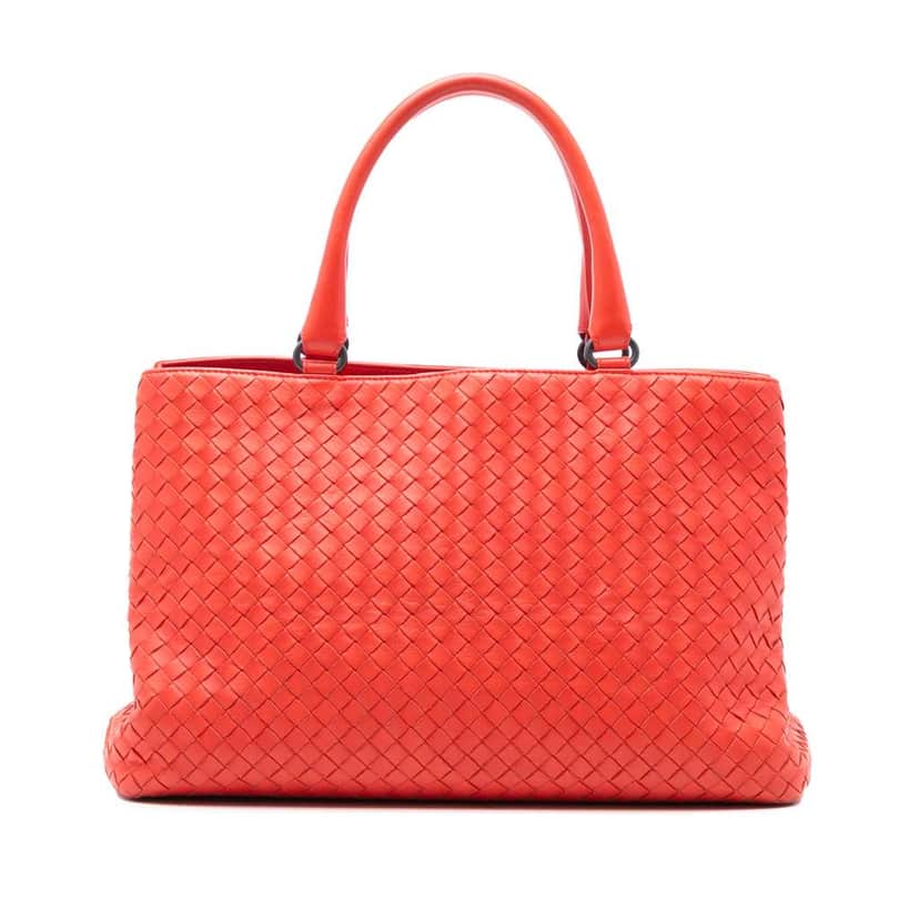 Bottega Veneta Nappa Intrecciato Milano Tote Red Leather Good condition - Front View