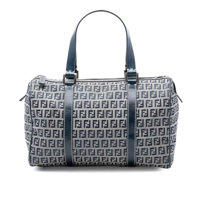 Fendi Zucchino Canvas Boston Bag Grey Canvas Good condition - Front View