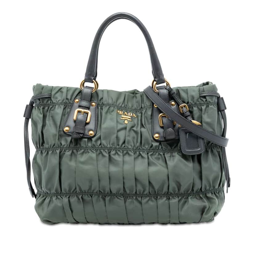 Prada Tessuto Gaufre Satchel Green Good condition - Front View