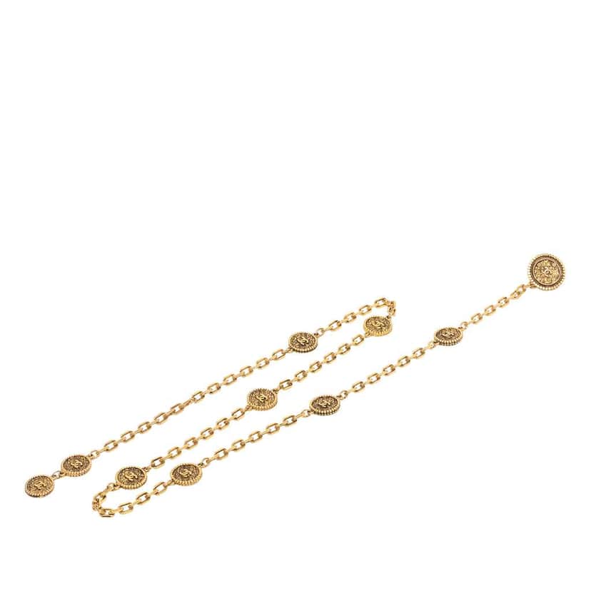 Chanel Gold Plated CC Medallion Chain Belt Gold Metal Very good condition - Front View
