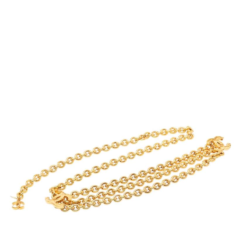 Chanel Gold Plated CC Cable Chain Link Belt Gold Metal Good condition - Front View
