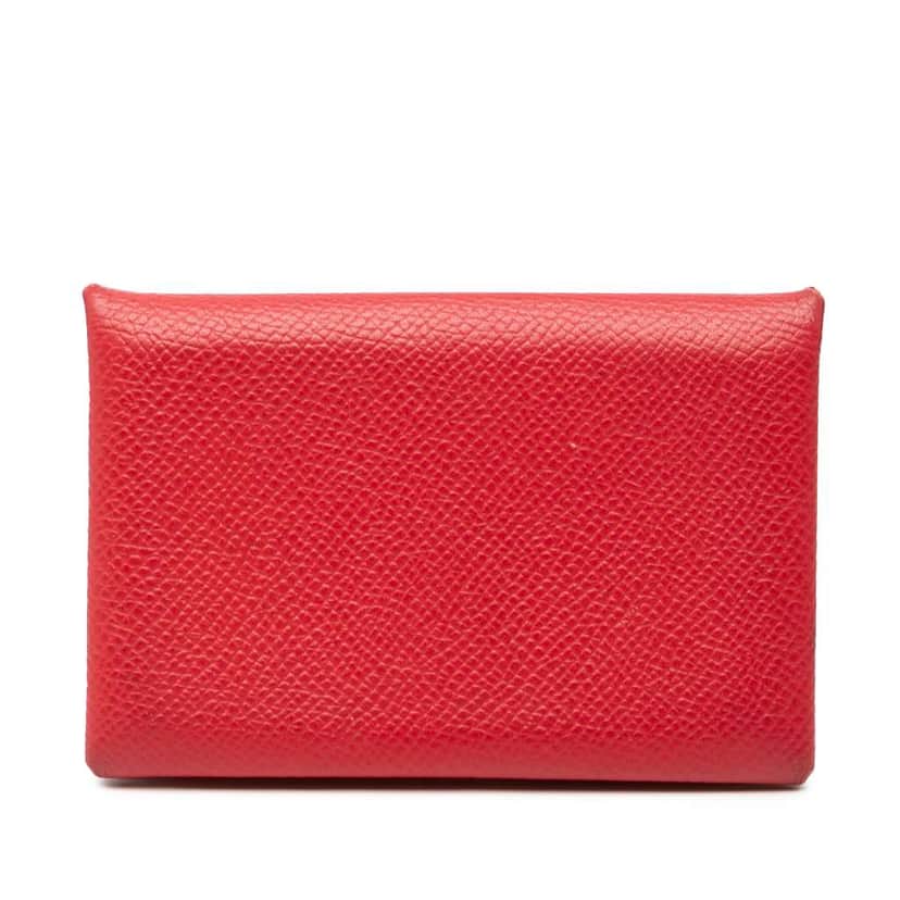 Hermès Epsom Calvi Card Holder Red Leather Good condition - Front View