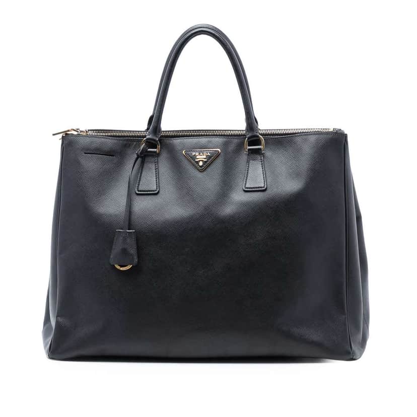 Prada Large Saffiano Lux Galleria Double Zip Tote Black Leather Good condition - Front View