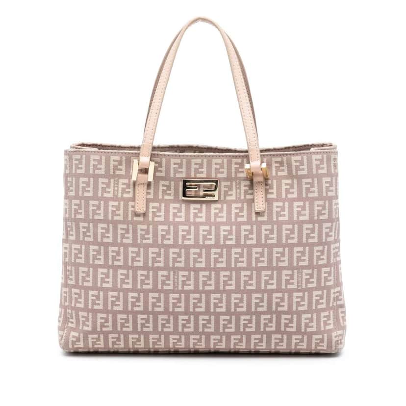 Fendi Small Zucchino Canvas Tote Pink Canvas Good condition - Front View