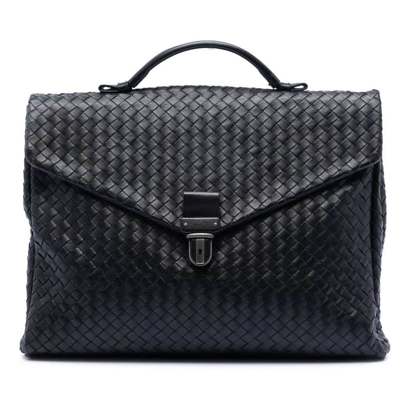 Bottega Veneta Nappa Intrecciato Briefcase Black Leather Good condition - Front View