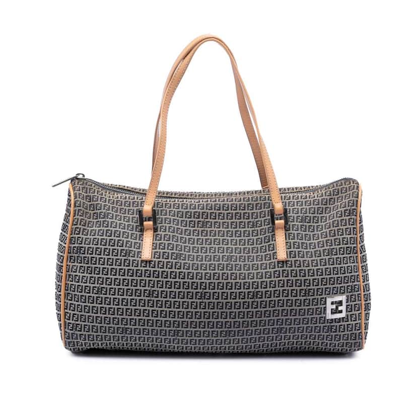 Fendi Micro Zucchino Canvas Bauletto Handbag Brown Canvas Good condition - Front View