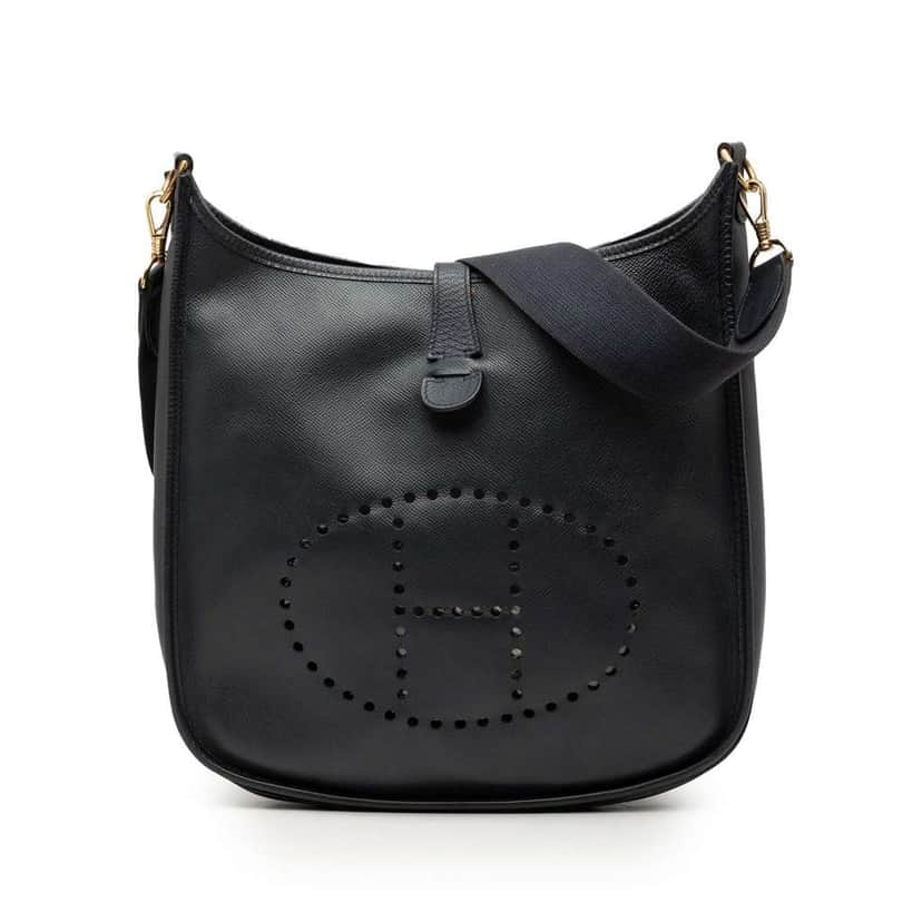 Hermès Epsom Evelyne GM Black Leather Good condition - Front View