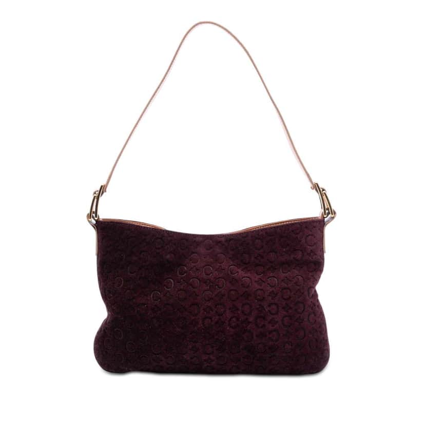 Celine C Macadam Suede Shoulder Bag Red Leather Good condition - Front View