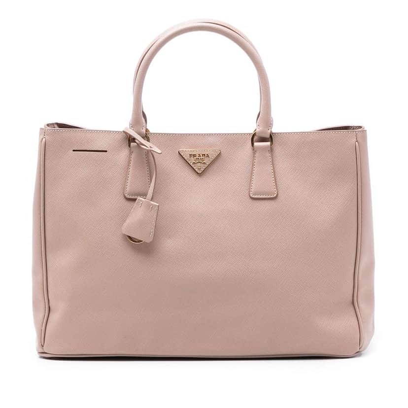 Prada Large Saffiano Lux Galleria Double Zip Tote Brown Leather Good condition - Front View