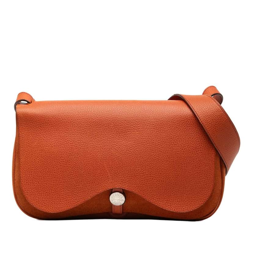 Hermès Vache Liege and Toile Sac Colorado PM Orange Leather Very good condition - Front View