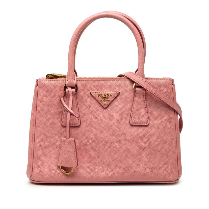 Prada Mini Saffiano Lux Galleria Double Zip Pink Leather Good condition - Front View