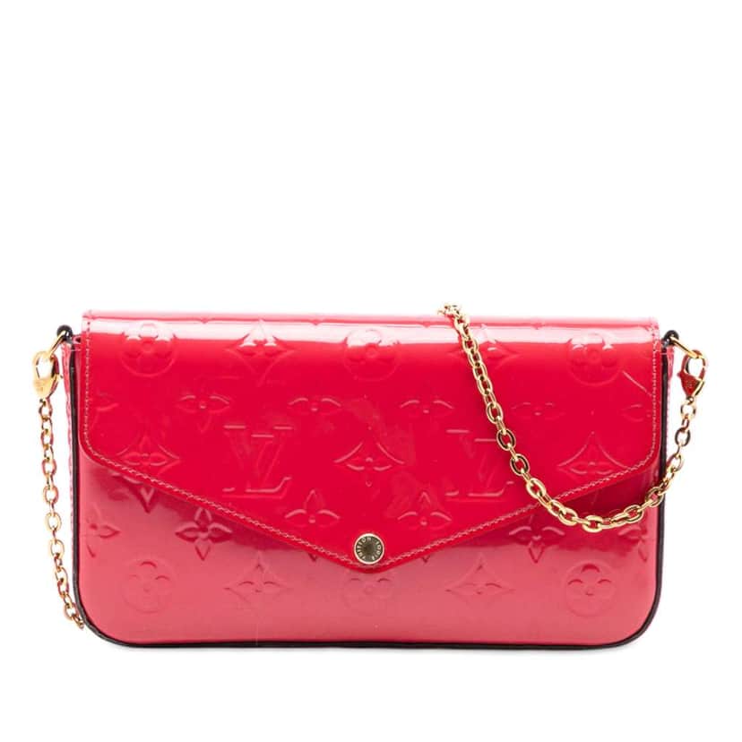 Louis Vuitton Monogram Vernis Pochette Felicie Red Leather Very good condition - Front View