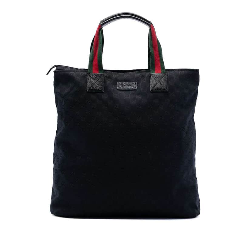 Gucci GG Canvas Web Tote Black Canvas Good condition - Front View