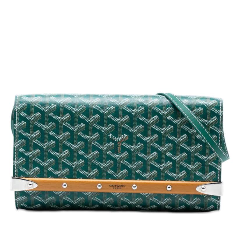 Goyard Goyardine Monte Carlo Bois Clutch with Strap Green Canvas Very good condition - Front View