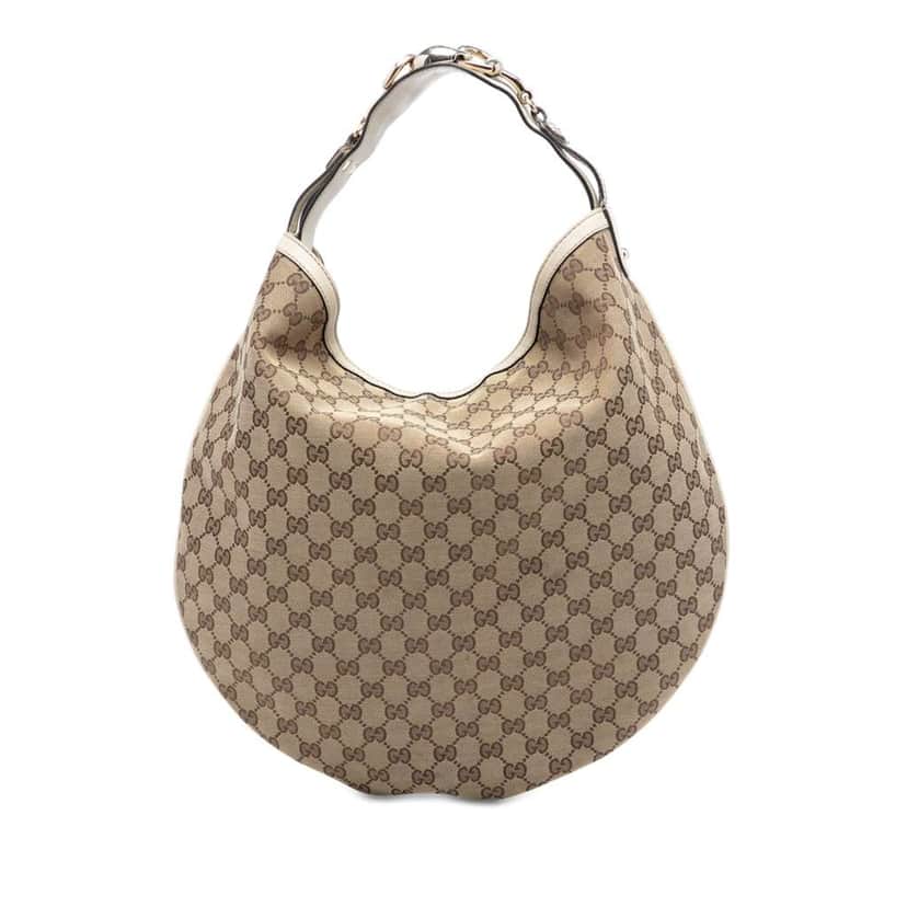 Gucci GG Canvas Horsebit Hobo Brown Canvas Fair condition - Front View