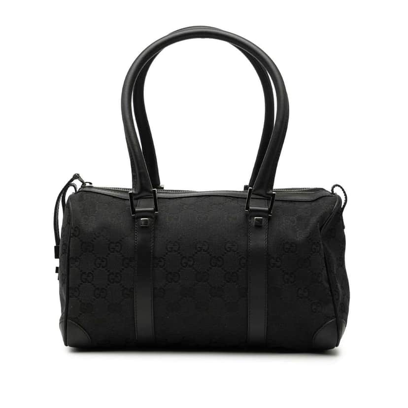 Gucci GG Canvas Nailhead Boston Bag Black Canvas Good condition - Front View