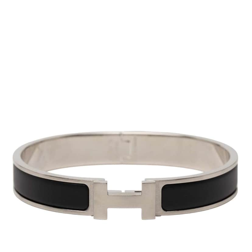 Hermès Narrow Enamel Clic H Bracelet GM Black Good condition - Front View