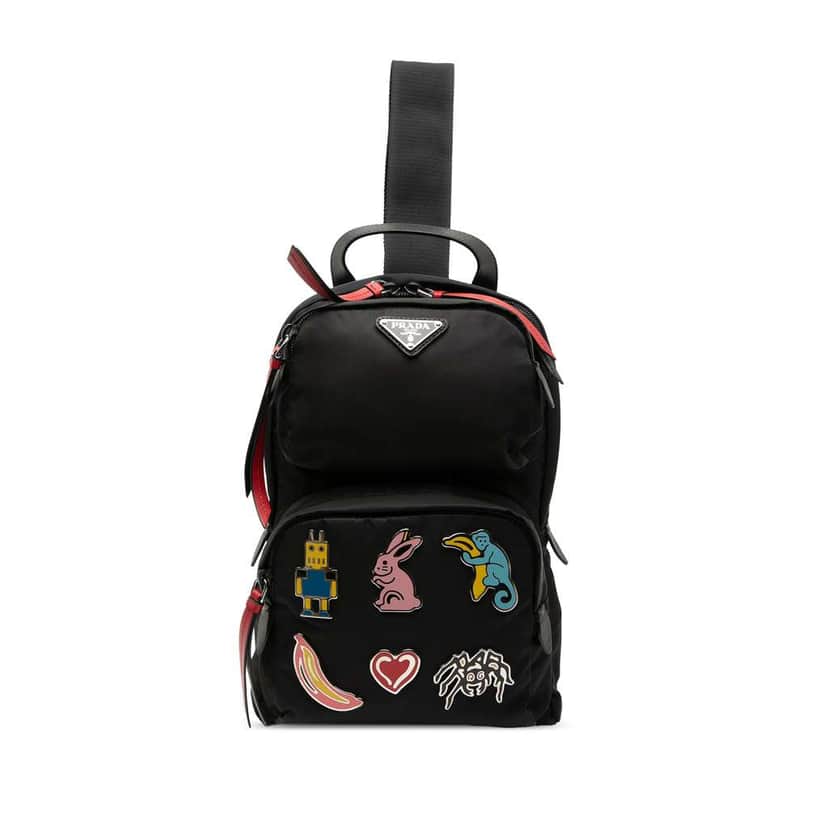 Prada Tessuto Robot Fluo Sling Backpack Black Good condition - Front View