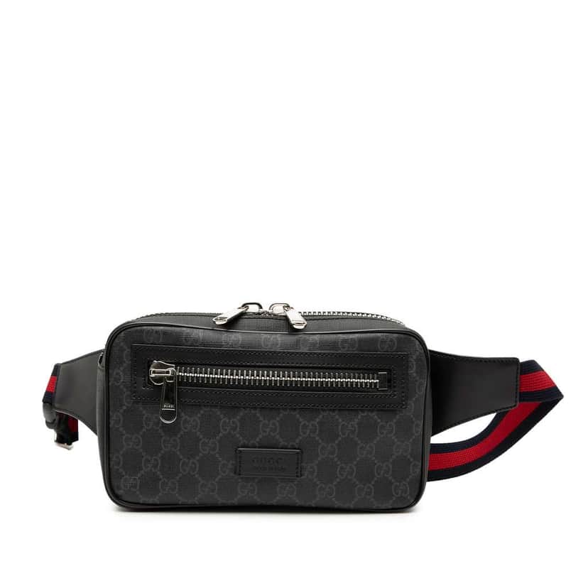 Gucci GG Supreme Web Belt Bag Black Canvas Good condition - Front View