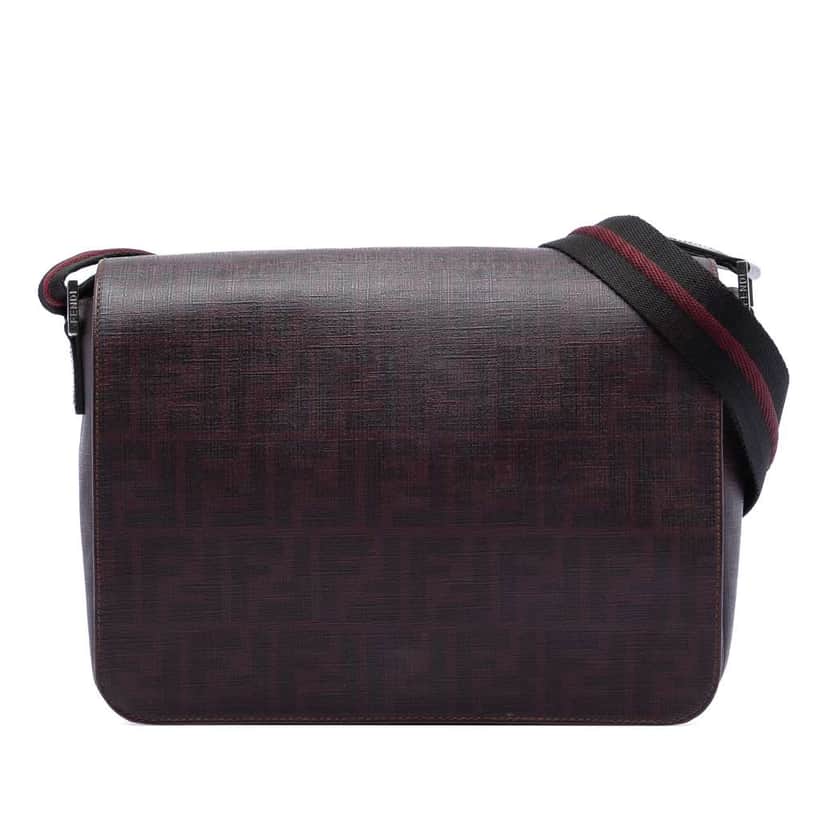 Fendi Zucca Spalmati Flap Crossbody Red Canvas Very good condition - Front View